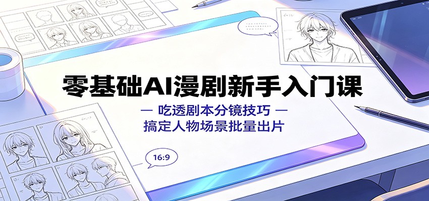 零基础AI漫剧新手入门课：吃透剧本分镜技巧，搞定人物场景批量出片-得优社