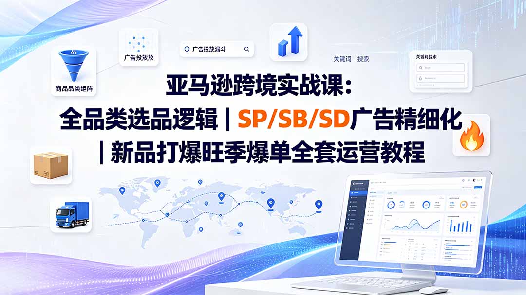 亚马逊跨境实战课-更新：全品类选品逻辑｜SP/SB/SD广告精细化｜新品打爆旺季爆单全套运营教程-得优社