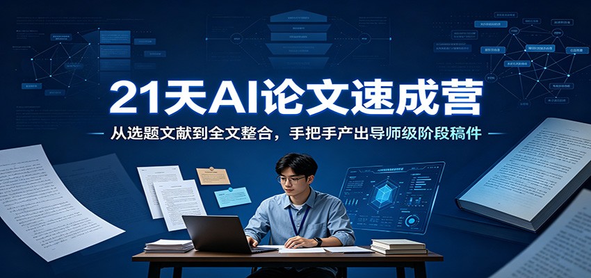 21天AI论文速成营：从选题文献到全文整合，手把手产出导师级阶段稿件-得优社