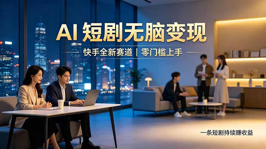 别乱找副业了，快手 AI 短剧零门槛长久被动增收-得优社