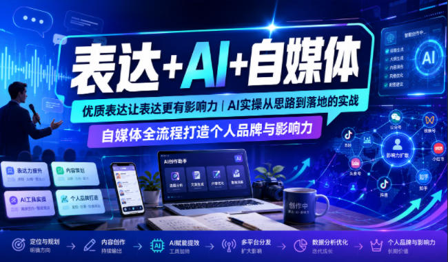 表达+AI+自媒体，优质表达让表达更有影响力|AI实操从思路到落地的实战|自媒体全流程打造个人品牌与影响力-得优社