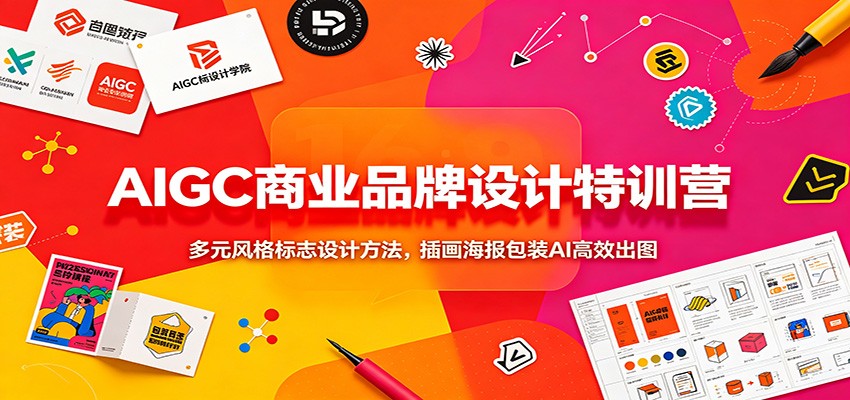 AIGC商业品牌设计特训营：多元风格标志设计方法，插画海报包装AI高效出图-得优社