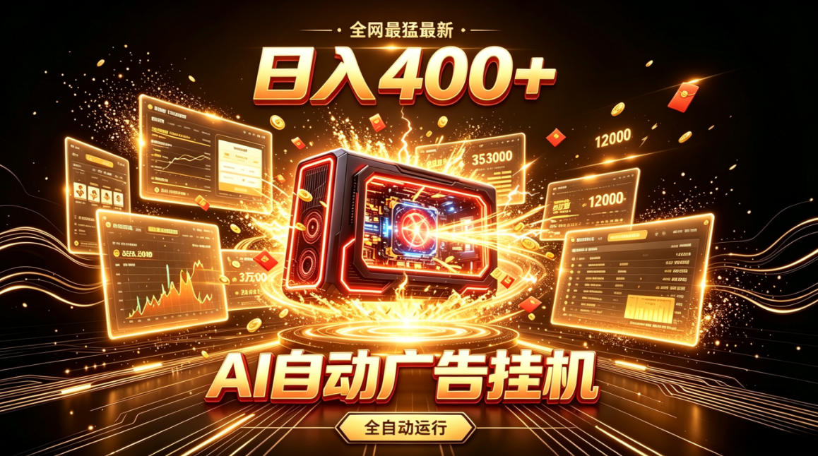 全网最猛最新的AI自动广告挂G，狠收益日入400+，真正做到躺賺式变现【揭秘】-得优社