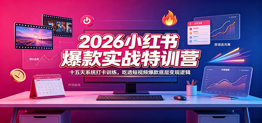 2026小红书爆款实战特训营：十五天系统打卡训练，吃透短视频爆款底层变现逻辑-得优社