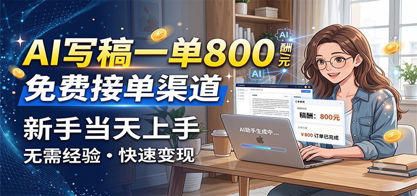 AI写稿一单800，免费接单渠道，一单一结几十到上千，新手当天上手-得优社