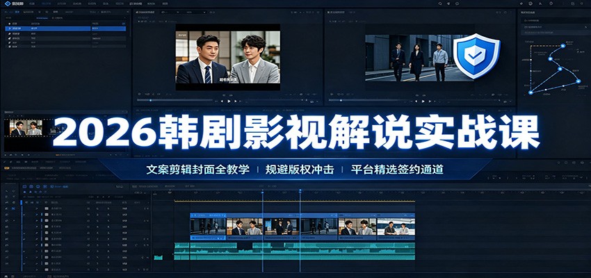 2026韩剧影视解说实战课：文案剪辑封面全教学，规避版权冲击平台精选签约通道-得优社