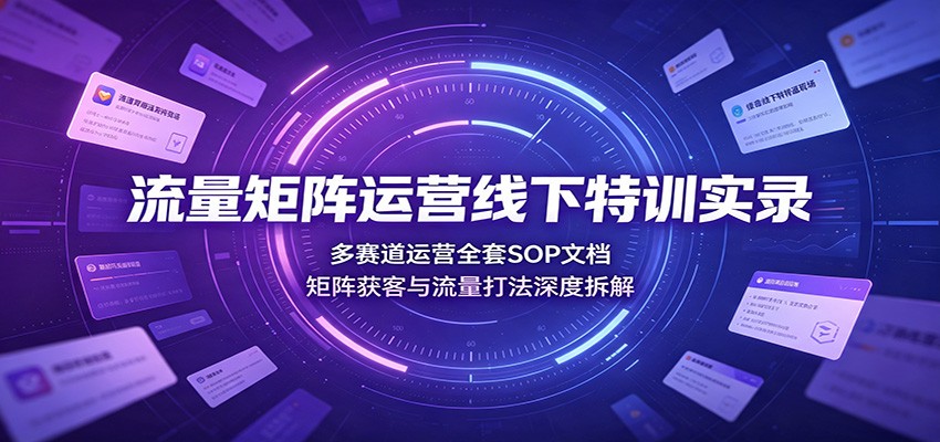 流量矩阵运营线下特训实录：多赛道运营全套SOP文档，矩阵获客与流量打法深度拆解-得优社