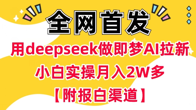 用deepseek做即梦Ai拉新 小白实操月入过W+【附报白渠道】-得优社