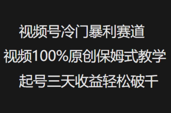 视频号冷门暴利赛道视频100%原创保姆式教学起号三天收益轻松破千-得优社